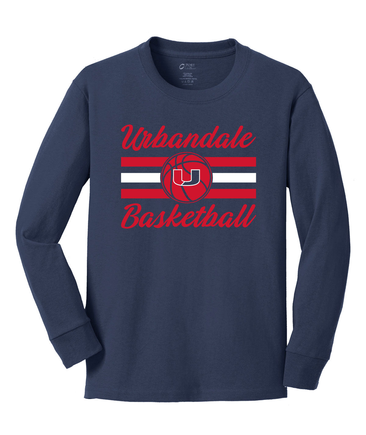 2025-2026 Urbandale Girls Basketball Stripes Youth Long-Sleeve Soft Tee