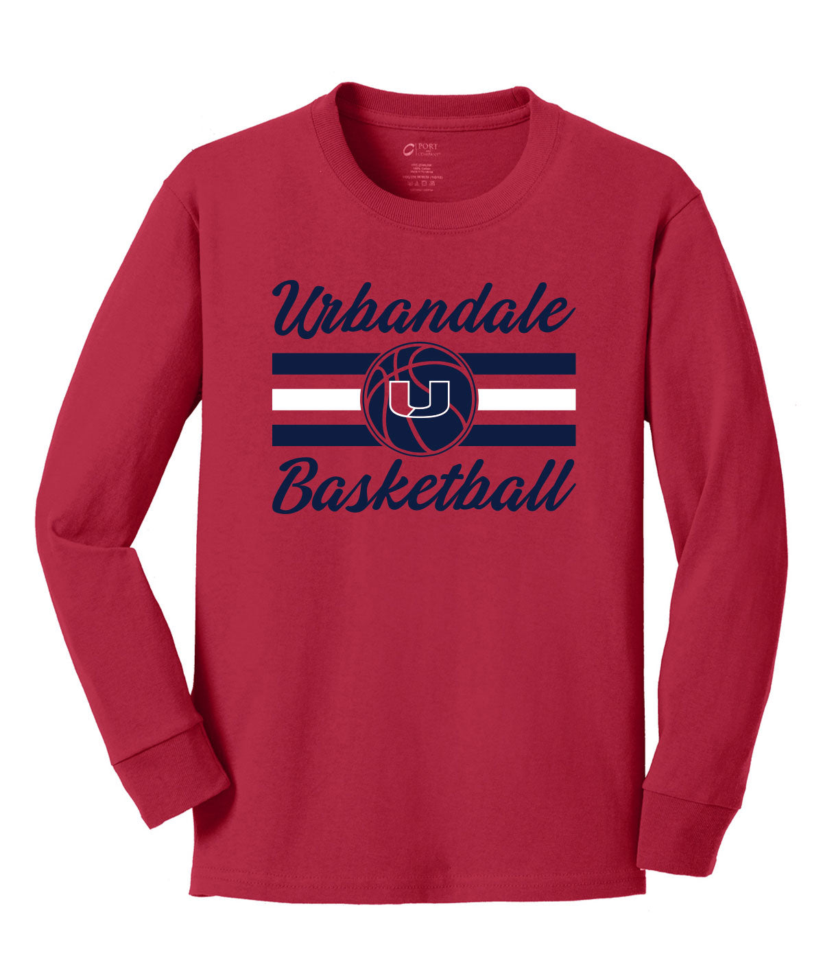 2025-2026 Urbandale Girls Basketball Stripes Youth Long-Sleeve Soft Tee